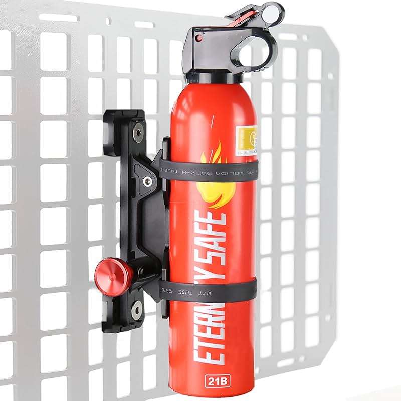 MOLLE Panel Fire Extinguisher Mount Kit-Aluminum Quick Release Car Fire Extinguisher Bracket for 1-2in Tactical Rigid MOLLE Panel Holes.Fire Extinguisher Holder Fits MOLLE Panels Accessories for Truck - Image 1
