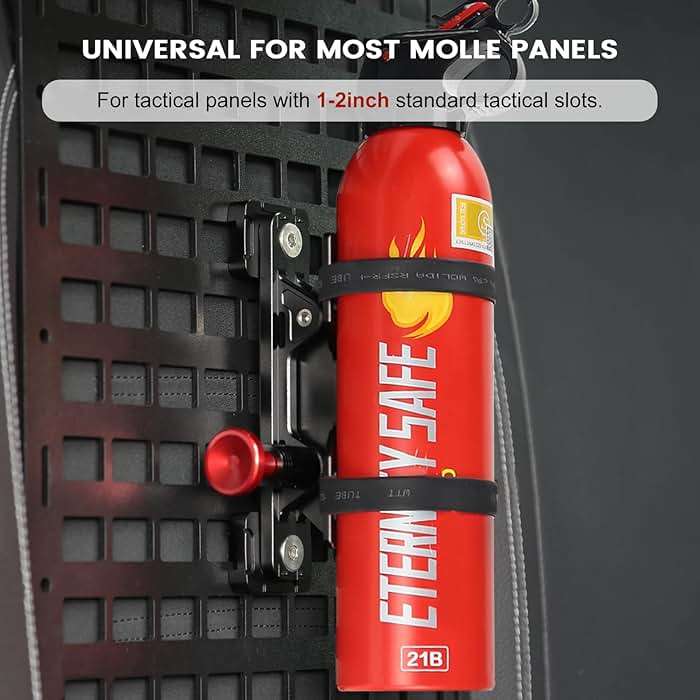 MOLLE Panel Fire Extinguisher Mount Kit-Aluminum Quick Release Car Fire Extinguisher Bracket for 1-2in Tactical Rigid MOLLE Panel Holes.Fire Extinguisher Holder Fits MOLLE Panels Accessories for Truck - Image 3