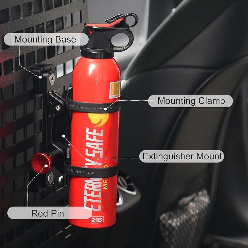 MOLLE Panel Fire Extinguisher Mount Kit-Aluminum Quick Release Car Fire Extinguisher Bracket for 1-2in Tactical Rigid MOLLE Panel Holes.Fire Extinguisher Holder Fits MOLLE Panels Accessories for Truck - Image 6