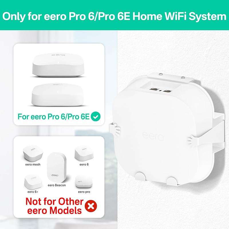 Rimous Metal Wall Mount for eero Pro 6e Mount and Pro 6 Mesh Wi-Fi Router Wall Mount Shelf - Space Saving Bracket Holder for eero Pro 6 Wall Mount, eero Pro 6e Wall Mount with Wire Organizer - Image 2