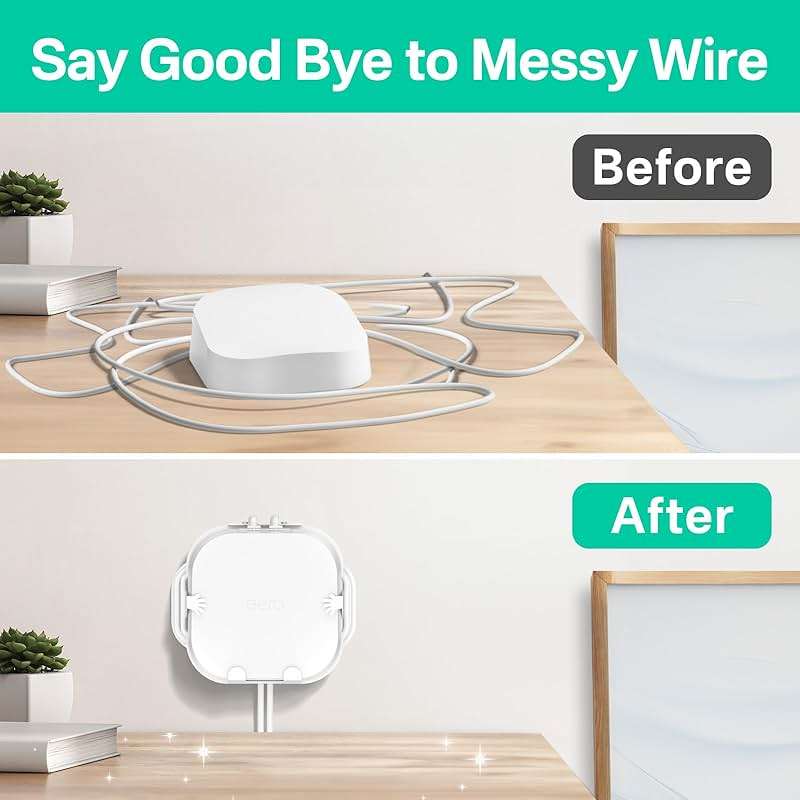 Rimous Metal Wall Mount for eero Pro 6e Mount and Pro 6 Mesh Wi-Fi Router Wall Mount Shelf - Space Saving Bracket Holder for eero Pro 6 Wall Mount, eero Pro 6e Wall Mount with Wire Organizer - Image 4