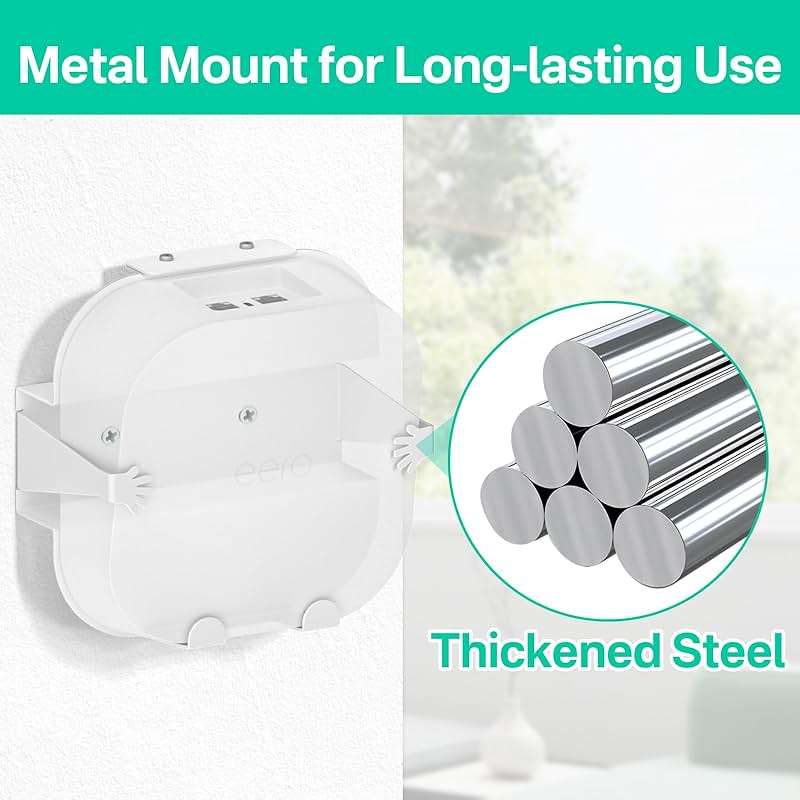 Rimous Metal Wall Mount for eero Pro 6e Mount and Pro 6 Mesh Wi-Fi Router Wall Mount Shelf - Space Saving Bracket Holder for eero Pro 6 Wall Mount, eero Pro 6e Wall Mount with Wire Organizer - Image 5