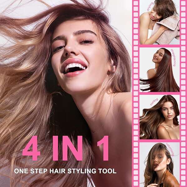 Travel Dual Voltage Hair Dryer Brush and Styler, Auto Dual Voltage 110-240V Hot Air Brush with US/EU/UK Plug, Lightweight Titanium Blow Dryer Brush for Europe and International Travel - Image 3