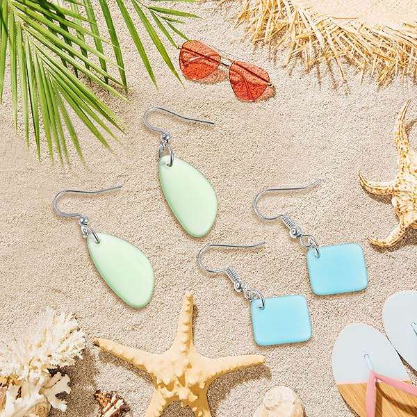 Kigeli 4 Pairs Sea Glass Earrings Recycled Sustainable Include 2 Charming Drop Earrings 2 Square Handmade Earrings for Women Ocean Beach Jewelry Christmas Gift Teacher Coworker Birthday Thanksgiving - Image 6