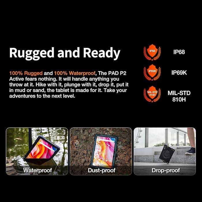 AGM PAD P2 Active Rugged Android 14 Tablet with Case, Waterproof & Drop-Proof, Widevine L1 & GMS Certified, 11" 90Hz FHD 480 NITS Display, MTK G99, 8000 mAh, 16(8+8) + 256GB[TF 2TB], GPS, Compass, OTG - Image 4