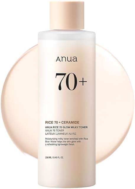 Anua Rice 70 Glow Milky Toner, Glass & Dewy Skin, Hydrating & Barrier Care, Rice Water, Niacinamide, Ceramides, All Skin Types, Fragrance-Free, Non Comedogenic, Korean Skincare, 8.45 fl.oz. - Image 1
