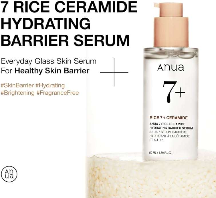 Anua Rice Ceramide 7 Hydrating Barrier Serum, Moisturizing Face Serum, Non-comodogenic, Hyaluronic Acid, Niacinamide, Lightweight, Fragrance Free, Sensitive Dry Skin, Korean Skincare, 1.69 fl oz - Image 2