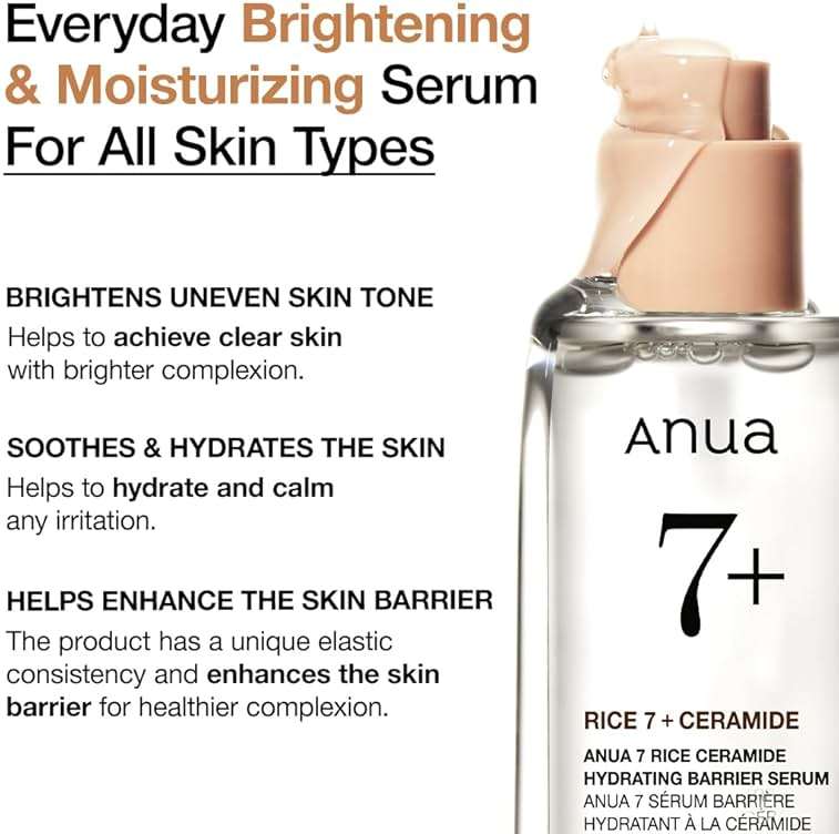 Anua Rice Ceramide 7 Hydrating Barrier Serum, Moisturizing Face Serum, Non-comodogenic, Hyaluronic Acid, Niacinamide, Lightweight, Fragrance Free, Sensitive Dry Skin, Korean Skincare, 1.69 fl oz - Image 3