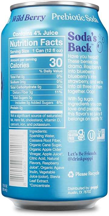 Poppi Prebiotic Soda, Sparkling Water & Fruit Juice, Wild Berry, 12 Oz, 12 Pack - Image 2