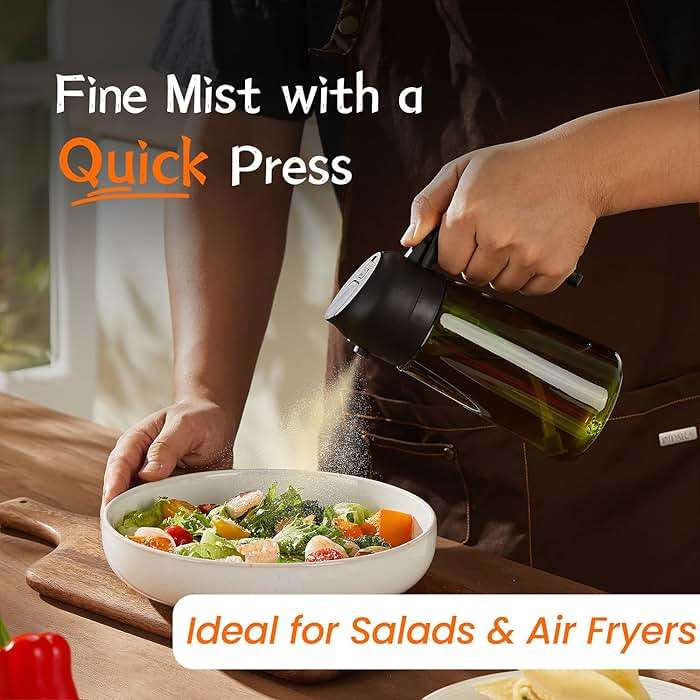 TrendPlain - Original 16oz/470ml Olive Oil Dispenser Bottle for Kitchen Gadgets and Air Fryer Accessories - Olive Oil Sprayer for Cooking w/Stickers - Black&Green - Image 4