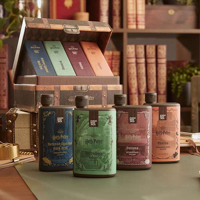 Every Man Jack Harry Potter Collectors Men's Body Wash Gift Set - Includes 4 Body Washes with Clean Ingredients & Hogwarts Inspired Scents - Defense Against the Dark Arts, Charms, Herbology, Potions - Image 2