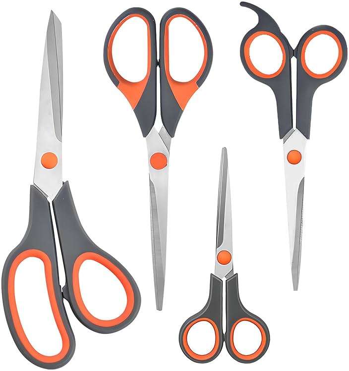 Professional Paper Cutting Scissors 4 Pack, Office Craft Scissors Set with Ultra Sharp Blades for Adults, Art Projects, Gift Wrapping - Image 1