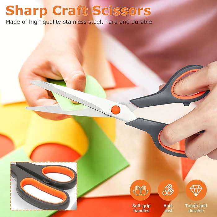 Professional Paper Cutting Scissors 4 Pack, Office Craft Scissors Set with Ultra Sharp Blades for Adults, Art Projects, Gift Wrapping - Image 4