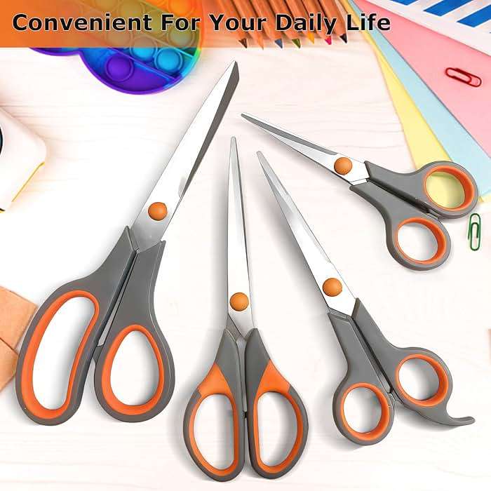 Professional Paper Cutting Scissors 4 Pack, Office Craft Scissors Set with Ultra Sharp Blades for Adults, Art Projects, Gift Wrapping - Image 7