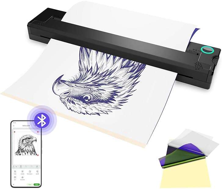 P90 Tattoo Stencil Printer, Wireless Thermal Tattoo Printers with Stencil Paper,Portable Tattoos Printer Compatible with Phone Pad and PC - Image 1