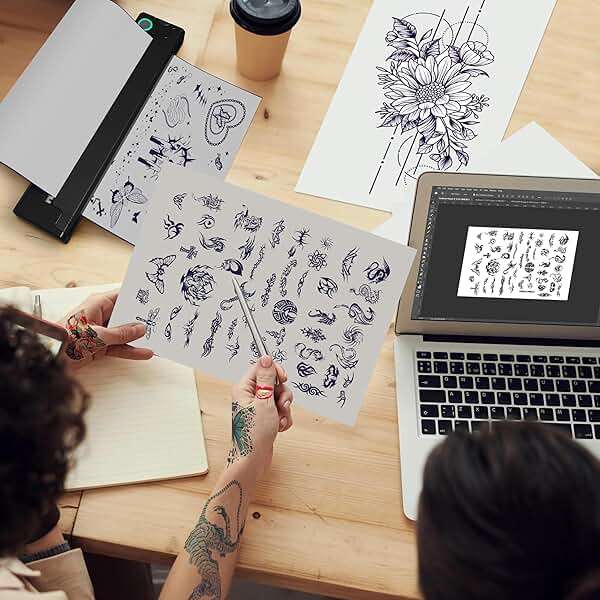 P90 Tattoo Stencil Printer, Wireless Thermal Tattoo Printers with Stencil Paper,Portable Tattoos Printer Compatible with Phone Pad and PC - Image 6