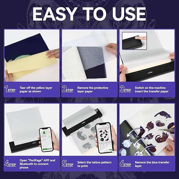 P90 Tattoo Stencil Printer, Wireless Thermal Tattoo Printers with Stencil Paper,Portable Tattoos Printer Compatible with Phone Pad and PC - Image 7