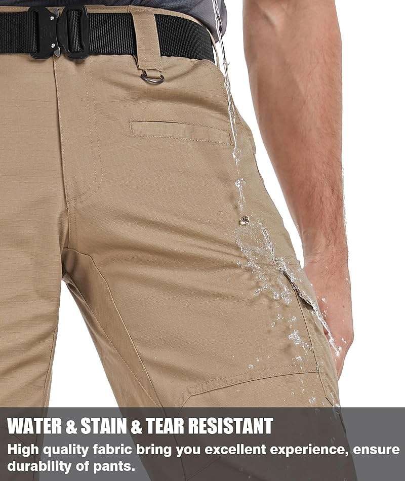 Zoofly Men's Cargo Pants Ripstop Water Resistant Hiking Work Pants Outdoor Multi Pockets Army Tactical Pants (Not Belt) - Image 4