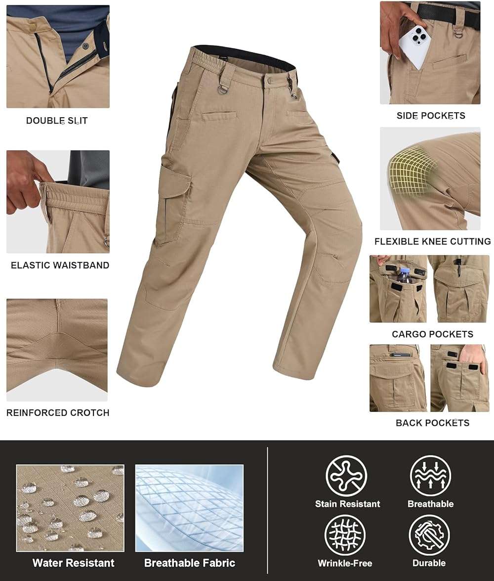 Zoofly Men's Cargo Pants Ripstop Water Resistant Hiking Work Pants Outdoor Multi Pockets Army Tactical Pants (Not Belt) - Image 5