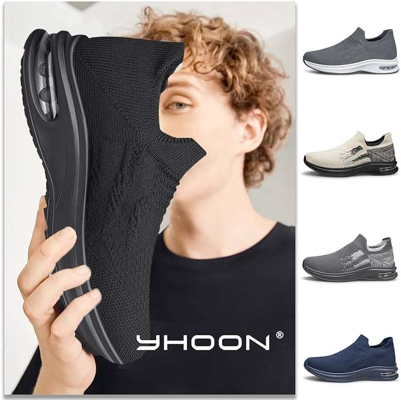 Mens Walking Shoes Slip on Lightweight Running Shoes Workout Athletic Tennis Shoes Gym Sneakers - Image 2