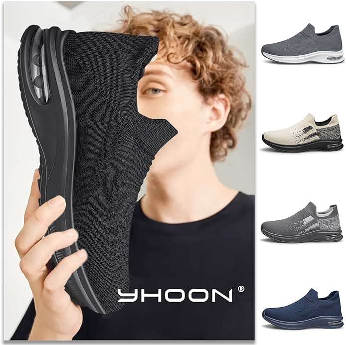 Mens Walking Shoes Slip on Lightweight Running Shoes Workout Athletic Tennis Shoes Gym Sneakers - Image 2