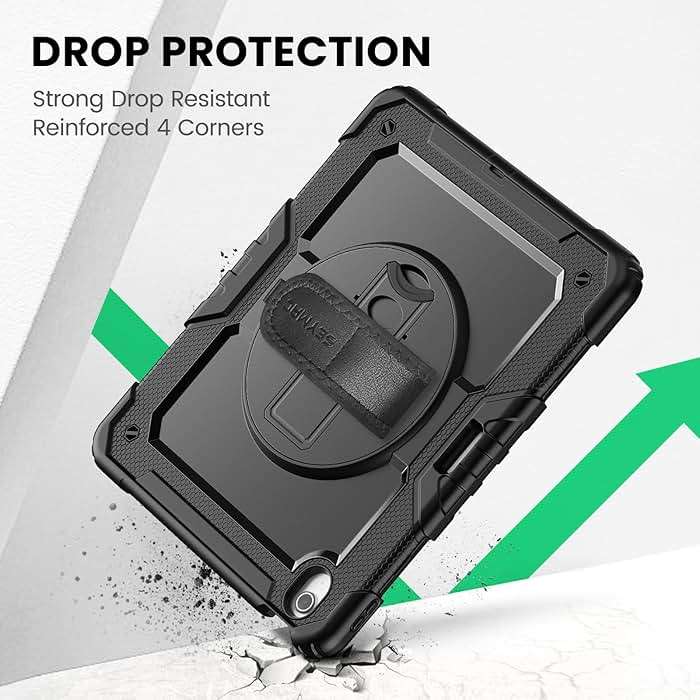 SEYMAC for iPad Air 13 Inch Case M4 / M3 / M2 (2026/2025 / 2024), Heavy Duty Shockproof Protective Case with Screen Protector, 360° Rotating Stand, Hand/Shoulder Strap and Pen Holder, Black - Image 7