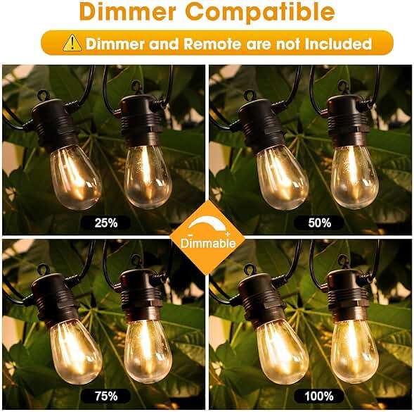 GvvooHome 50FT LED Outdoor String Lights with 16 Shatterproof Waterproof Replaceable Bulbs(1 Spare), 2700K Commercial Grade Patio Lights, Outside Hanging Light for Yard Garden Porch Deck Decor - Image 3