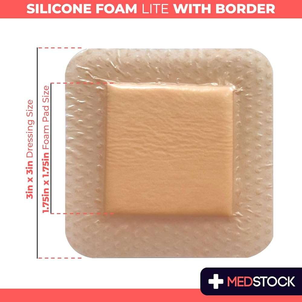 MEDSTOCK Silicone Foam Lite Dressing with Border, 3"x3" (Pack of 10), Comfortable Healing for Wounds, Waterproof, Gentle & Secure Adhesion - Image 4