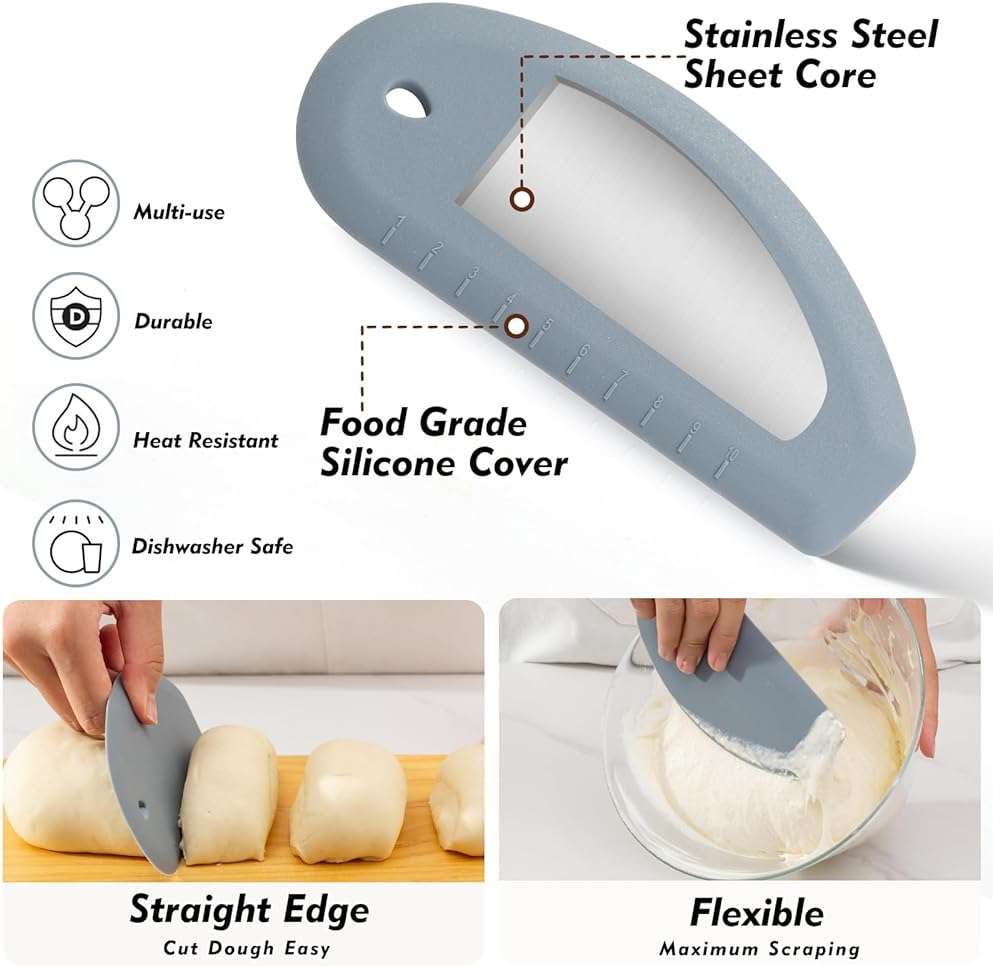 Sourdough Starter Kit, Sourdough Bread Baking Supplies, 40oz Sourdough Starter Jar, Silicone Banneton Bread Proofing Basket Set with 9" Round & 10" Oval,Artisan Bread Baking Tools,Silicone Bread Sling - Image 6
