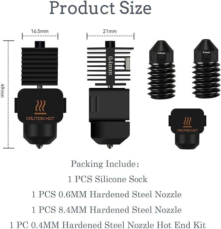 LANKEGU Upgrade Hotend Kit for Bambu Lab A1/A1 Mini, Hot End Assembly 0.4/0.6/0.8mm Hardened Steel Nozzle & Silicone Sock for Bambu Lab 3D Printer Part - Image 2