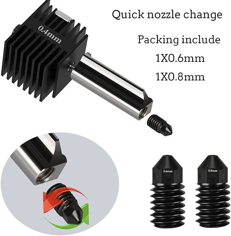LANKEGU Upgrade Hotend Kit for Bambu Lab A1/A1 Mini, Hot End Assembly 0.4/0.6/0.8mm Hardened Steel Nozzle & Silicone Sock for Bambu Lab 3D Printer Part - Image 6