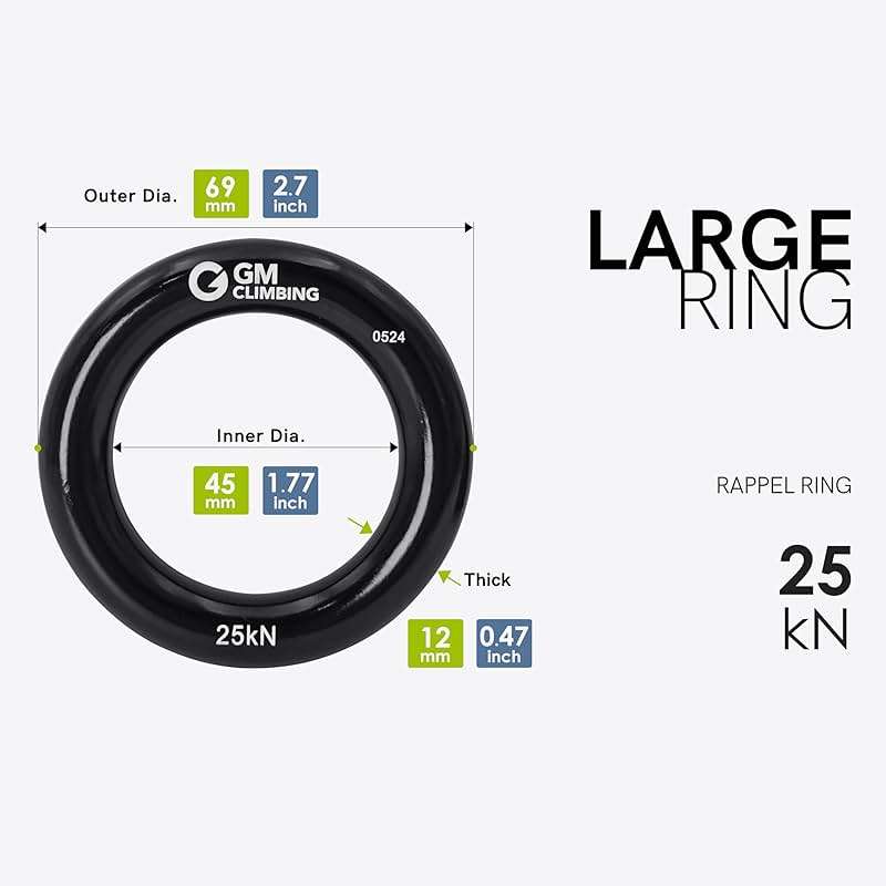 GM CLIMBING Rappel Ring 25kN for Rock Climbing Arborist Rescue Slackline Hammock - Image 3