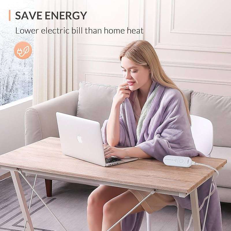 HOMLYNS LuxeHeat Heated Blanket Electric Blanket, Soft Flannel Sherpa Heated Throw, Heating Blanket with 5 Heat Settings, 3 hrs Timer Auto Shut Off (50x60 inches, Purple), Only for 120V Voltage Use - Image 8