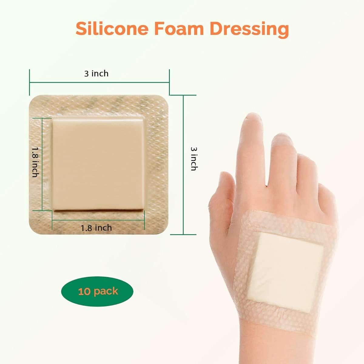 Silicone Foam Dressing 3x3 Inch with Border 10 Packs Adhesive Waterproof Wound Dressing Bandages for Wound Care High Absorbency Foam Pad Bandaid - Image 2