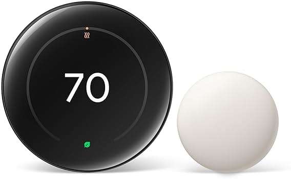 Google Nest Learning Thermostat (4th gen) + Nest Temperature Sensor (2nd gen) - Obsidian - Image 1