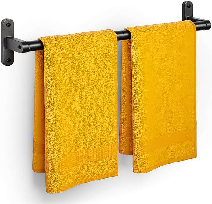 Powools Matte Black Towel Rack for Bathroom - 24" Rustproof Towel Holder, Sturdy Towel Bar Wall Mounted, Space-Saving Towel Hanger, Bathroom Accessories, Home Decor, Apparment Essentials - Image 1
