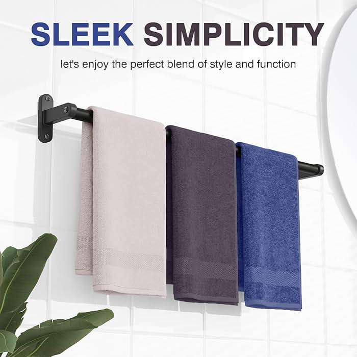 Powools Matte Black Towel Rack for Bathroom - 24" Rustproof Towel Holder, Sturdy Towel Bar Wall Mounted, Space-Saving Towel Hanger, Bathroom Accessories, Home Decor, Apparment Essentials - Image 6