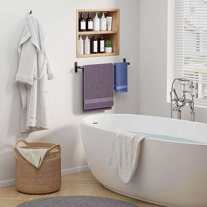 Powools Matte Black Towel Rack for Bathroom - 24" Rustproof Towel Holder, Sturdy Towel Bar Wall Mounted, Space-Saving Towel Hanger, Bathroom Accessories, Home Decor, Apparment Essentials - Image 9