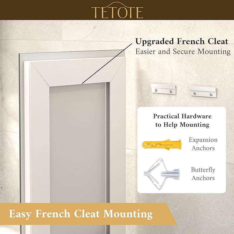 TETOTE LED Bathroom Mirror 24 x 30 Inch Lighted Bathroom Vanity Mirror with Lights, Brighter Frontlit and Backlit Light up Anti Fog Mirror, 3-Color Dimmable, Shatterproof Tempered Glass, Waterproof - Image 6