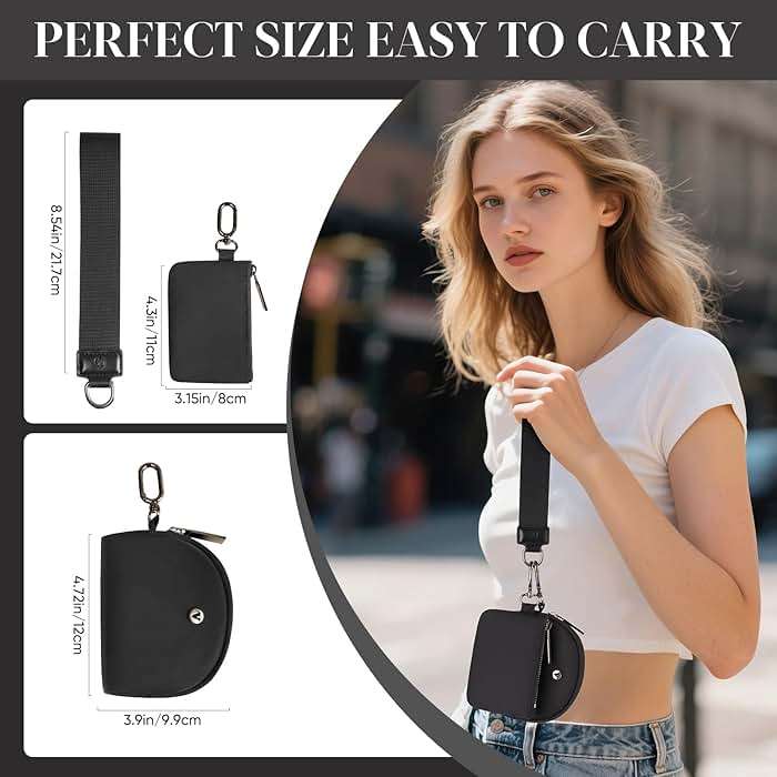 KeyChain Wallet Wristlet Wallets For Women Mini Zip Dual Pouch Wristlet - Image 2