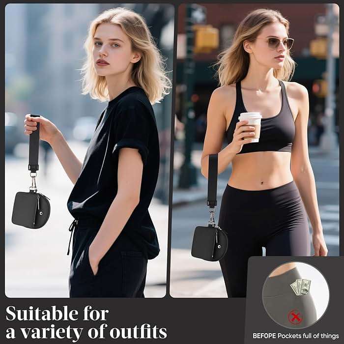 KeyChain Wallet Wristlet Wallets For Women Mini Zip Dual Pouch Wristlet - Image 3