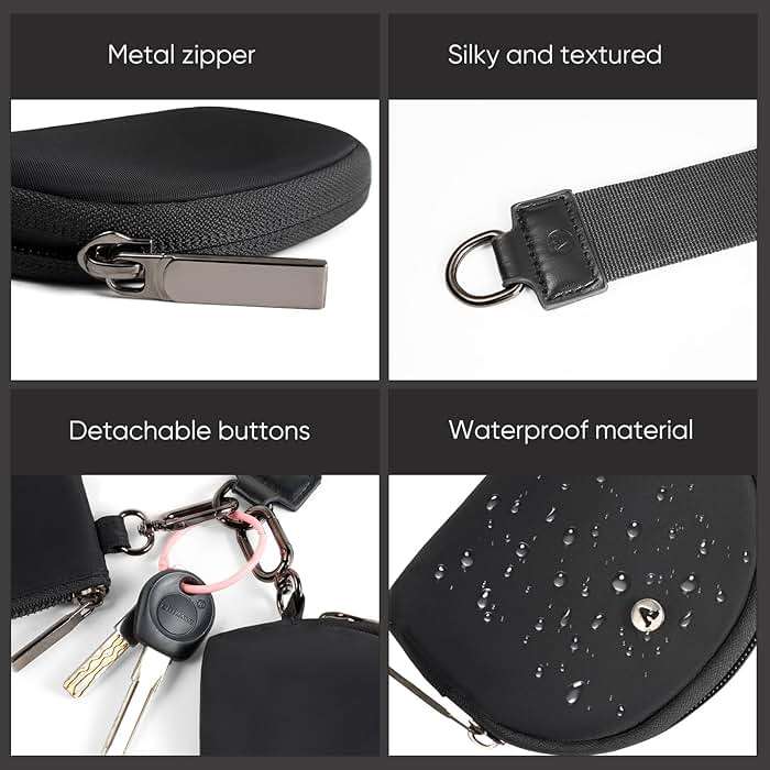KeyChain Wallet Wristlet Wallets For Women Mini Zip Dual Pouch Wristlet - Image 4