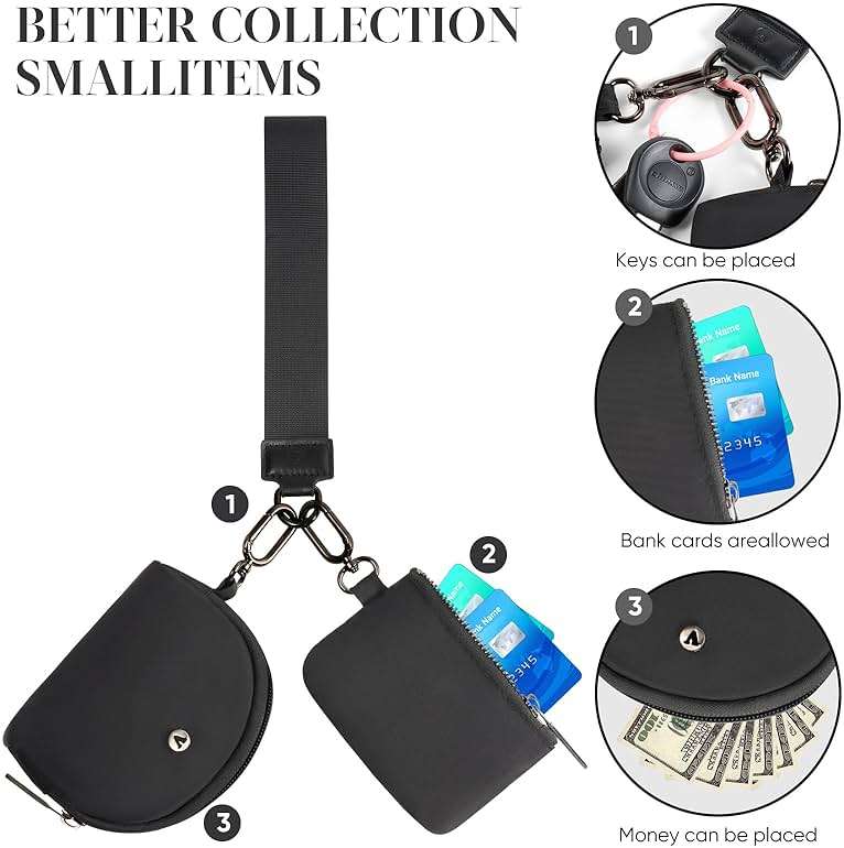 KeyChain Wallet Wristlet Wallets For Women Mini Zip Dual Pouch Wristlet - Image 5
