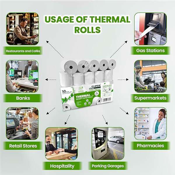 CLIPRA 3 1/8 x 230 Thermal Paper Receipt Rolls (10 PACK) [USA Based Brand] 55 GSM - Compatible with All POS Systems, Cash Registers - BPA Free, Premium Quality Receipt Paper Rolls - Image 6