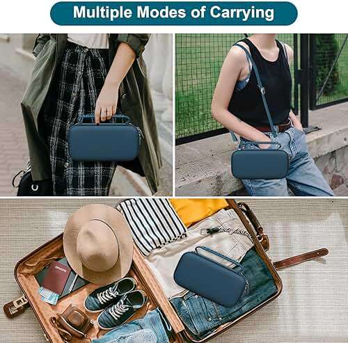 Canboc Carrying Case for Asthma Inhaler, Handheld Spacer for Adults and Kids, Mask, Inhaler Spacer Bag with Removable Shoulder Strap, Mesh Pocket fit Medicine or Essentials, Blue (Case Only) - Image 3