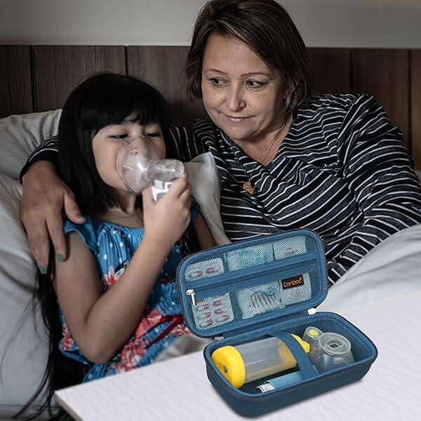 Canboc Carrying Case for Asthma Inhaler, Handheld Spacer for Adults and Kids, Mask, Inhaler Spacer Bag with Removable Shoulder Strap, Mesh Pocket fit Medicine or Essentials, Blue (Case Only) - Image 7