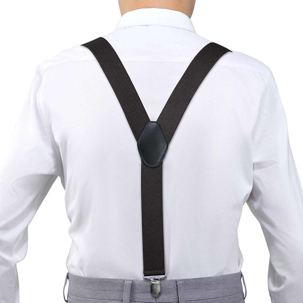 KOOELLE Suspenders for Men Heavy Duty Tuxedo Dress Pants 1.4 inch Solid Adjustable Elastic Y Back Mens Suspenders for Jeans - Image 3