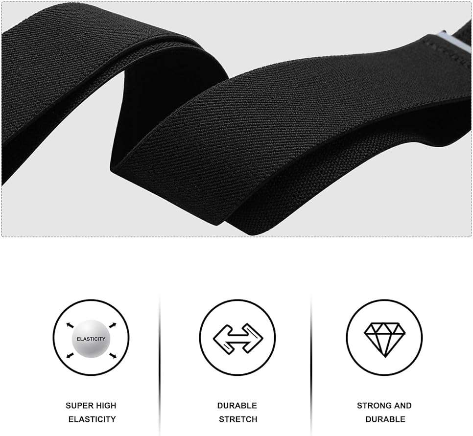 KOOELLE Suspenders for Men Heavy Duty Tuxedo Dress Pants 1.4 inch Solid Adjustable Elastic Y Back Mens Suspenders for Jeans - Image 5