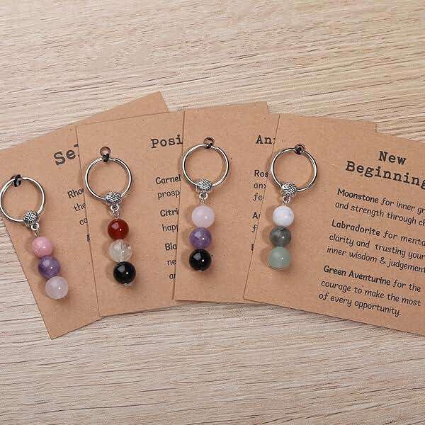 GINAZL Natural Crystals Keychain Gift for New Beginnings, New Beginnings Gifts for Coworker Anxiety Relief Keychain for Women - Image 4