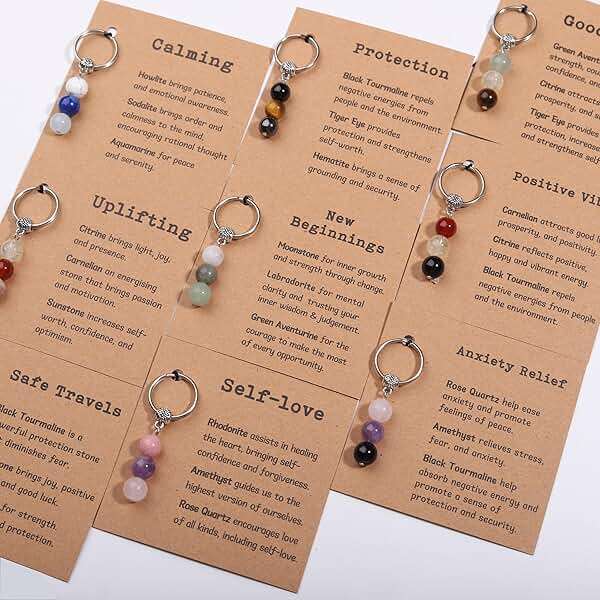 GINAZL Natural Crystals Keychain Gift for New Beginnings, New Beginnings Gifts for Coworker Anxiety Relief Keychain for Women - Image 7